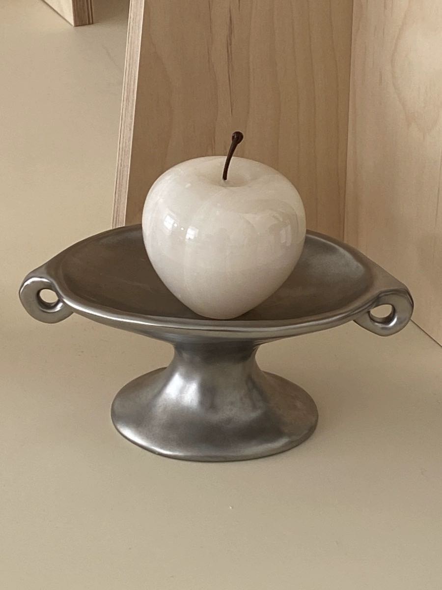 Retro Silver Footed Decorative Tray For Fruits Or Accessories