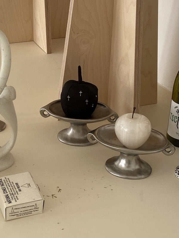 Retro Silver Footed Decorative Tray For Fruits Or Accessories