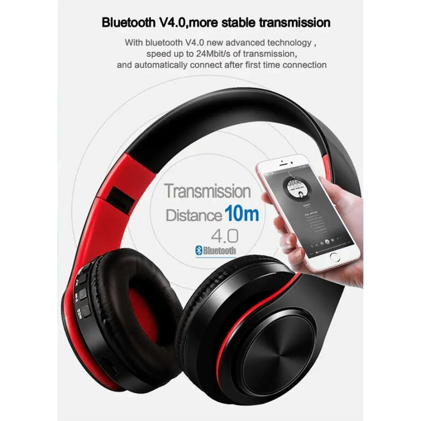 Retro Stereo Earphones Bluetooth Headphone Music Headset FM And Support SD Card With Mic And Volume Control, Wireless And Wired Headset