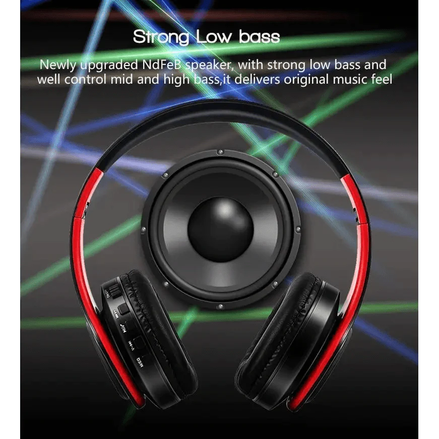 Retro Stereo Earphones Bluetooth Headphone Music Headset FM And Support SD Card With Mic And Volume Control, Wireless And Wired Headset