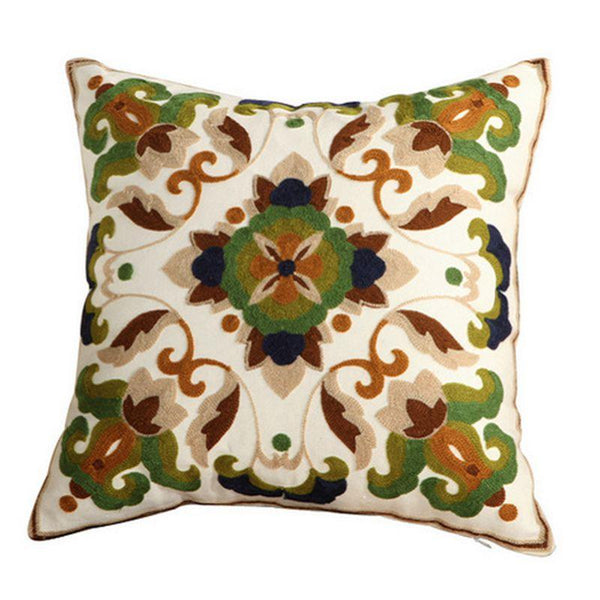 100% Cotton Embroidery Flower Pattern Pillow Cover Home Decoration Sofa Cushion Cover Housewarming Gift Pillow Case Decorative Embroidered Pillow Cover Handmade Cotton Cover For Throw Pillows Beautiful Modern Floral Patterns 45x45cm