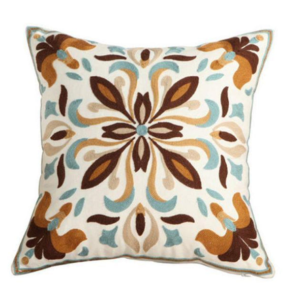 100% Cotton Embroidery Flower Pattern Pillow Cover Home Decoration Sofa Cushion Cover Housewarming Gift Pillow Case Decorative Embroidered Pillow Cover Handmade Cotton Cover For Throw Pillows Beautiful Modern Floral Patterns 45x45cm