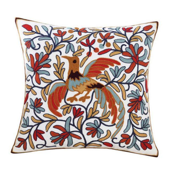 100% Cotton Embroidery Flower Pattern Pillow Cover Home Decoration Sofa Cushion Cover Housewarming Gift Pillow Case Decorative Embroidered Pillow Cover Handmade Cotton Cover For Throw Pillows Beautiful Modern Floral Patterns 45x45cm