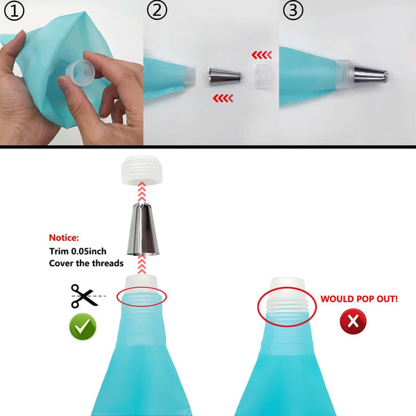 Reusable Cake Piping Bags and Tips Set