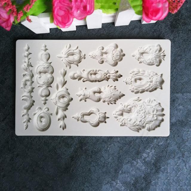 Reusable Silicone Mold Cake Baking Decoration Epoxy Resin Plaster Crafts Chocolate Mold European Style Pattern Silicone Mold Silicone Fondant Cake Mold Baroque Style Door Lock Mold For Sugarcraft