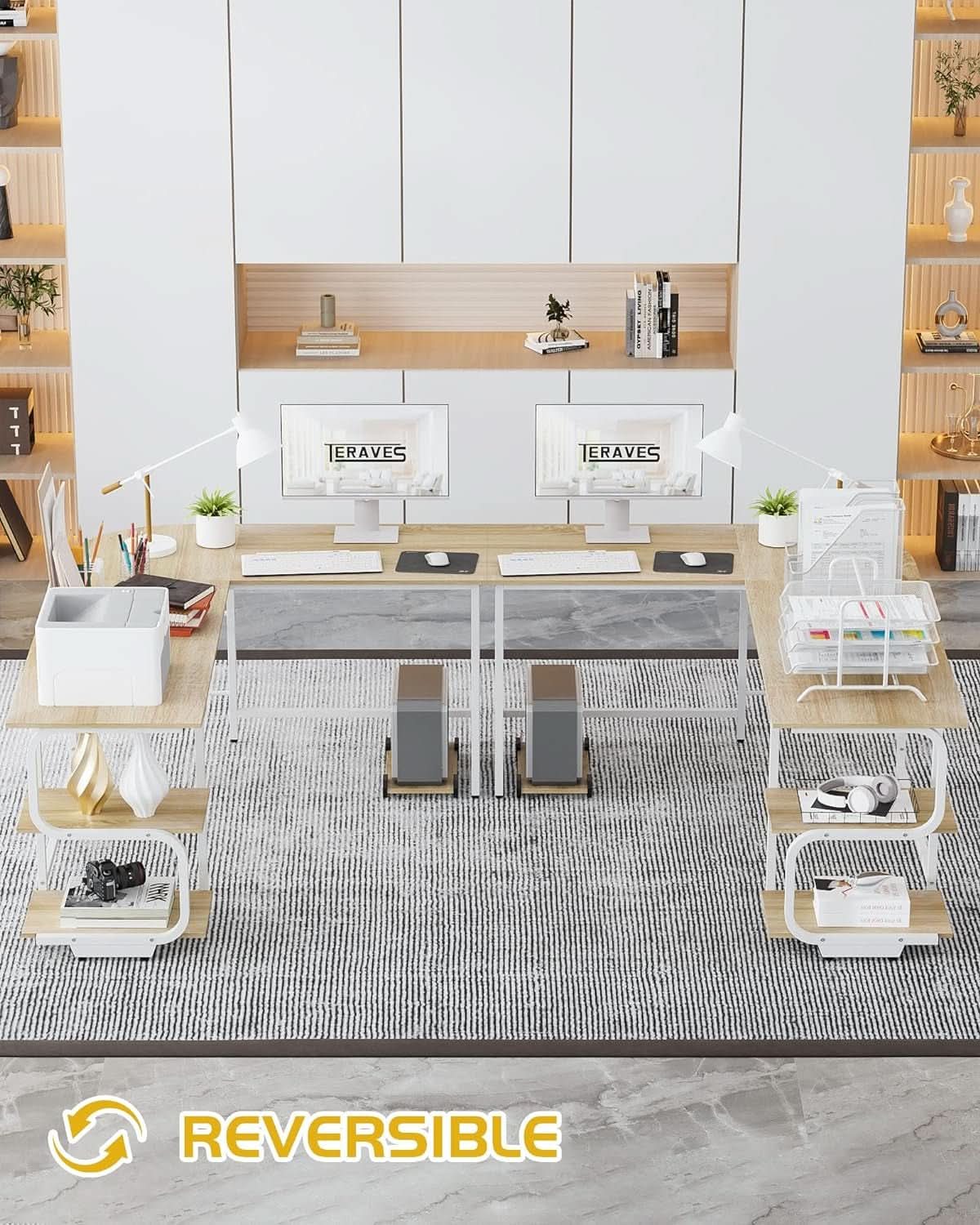 69 Inch Reversible L Shaped Desk For Home Office Use