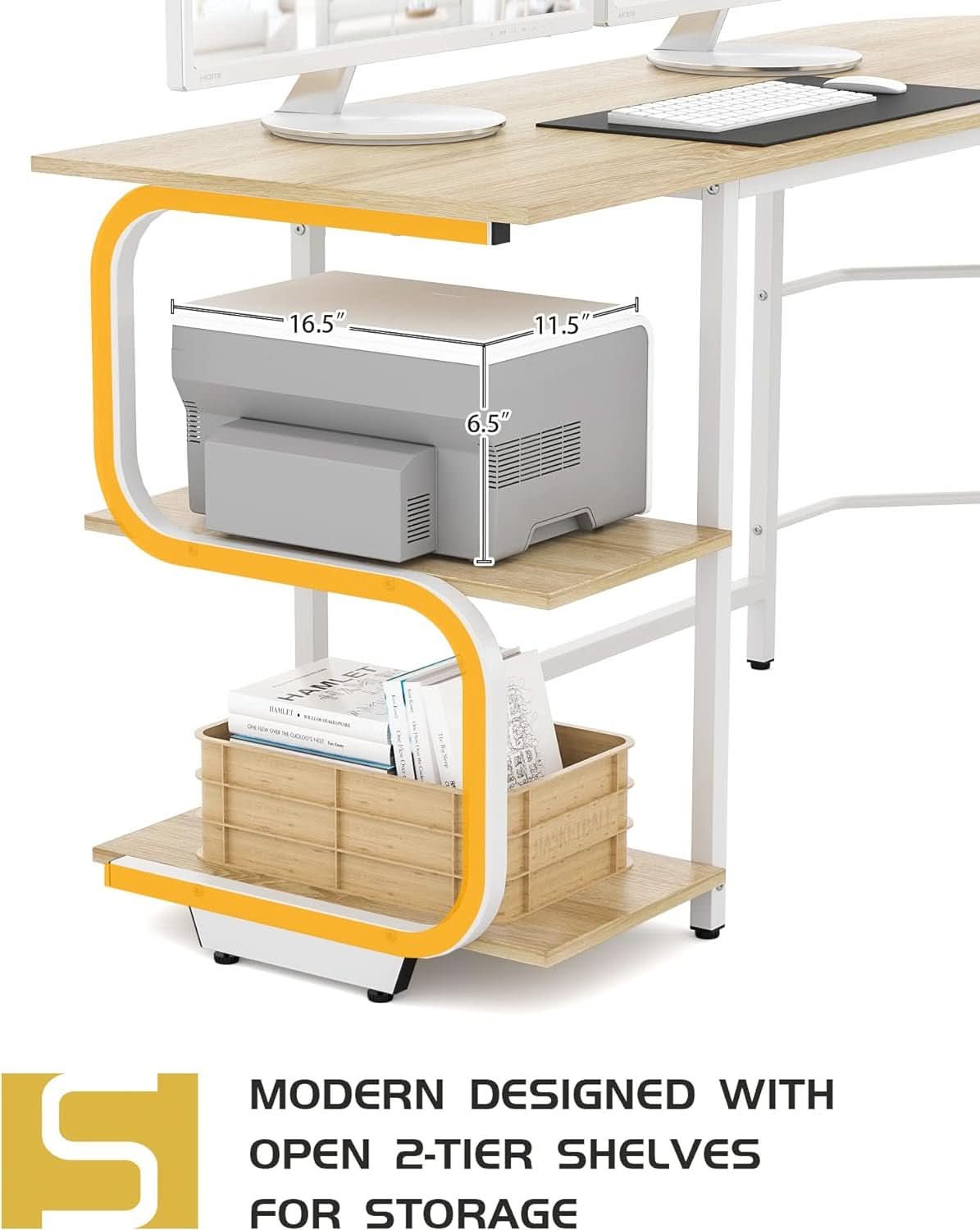 69 Inch Reversible L Shaped Desk For Home Office Use