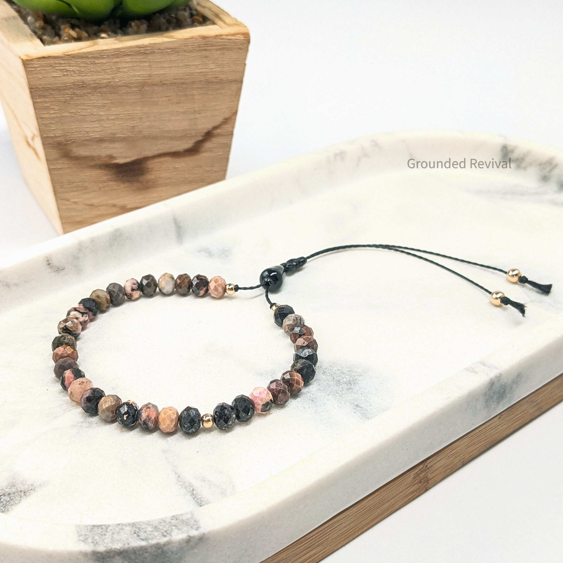 Rhodonite Tasbih Bracelet | Women's Prayer Beads - 33 Disc Beads, 6mm