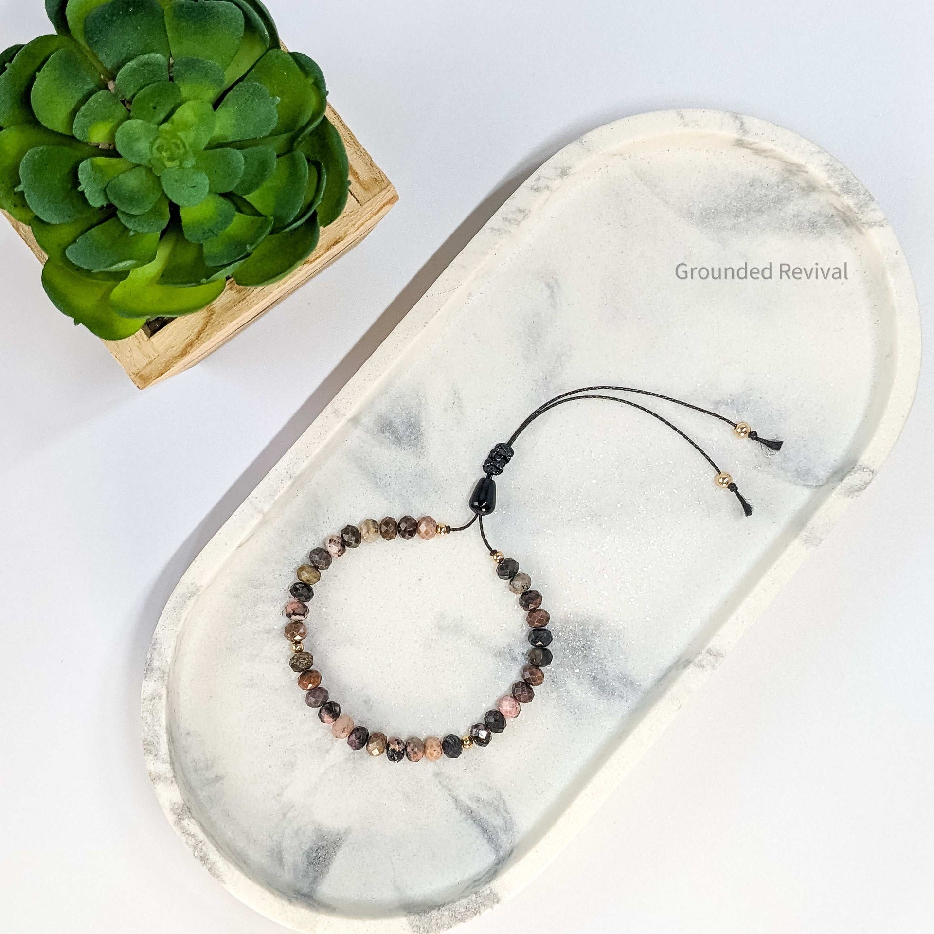 Rhodonite Tasbih Bracelet | Women's Prayer Beads - 33 Disc Beads, 6mm