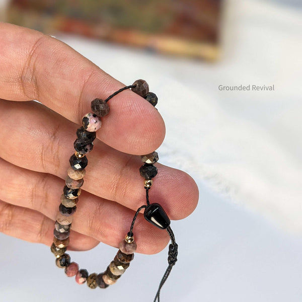 Rhodonite Tasbih Bracelet | Women's Prayer Beads - 33 Disc Beads, 6mm