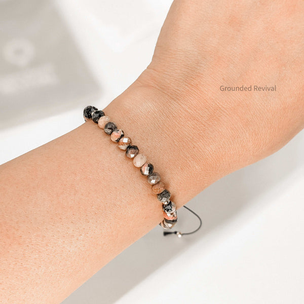 Rhodonite Tasbih Bracelet | Women's Prayer Beads - 33 Disc Beads, 6mm