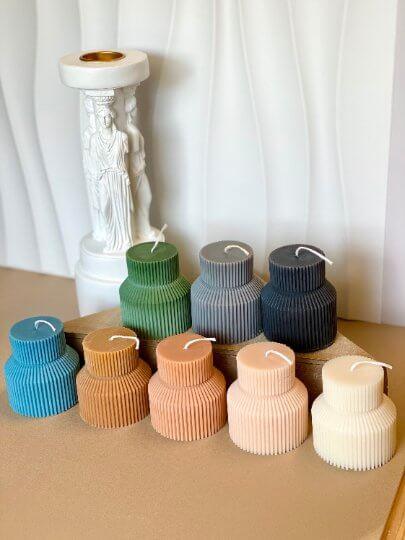 Ribbed Pedestal Handmade Candle