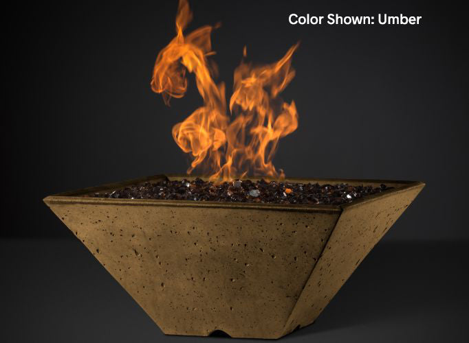 Slick Rock Concrete - RidgeLine Series Square Fire Bowl - Match Lit