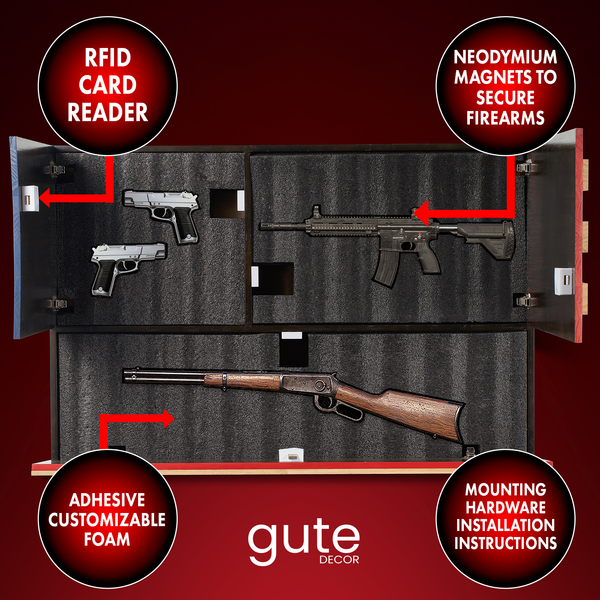 Tactical Rustic Hidden American Flag Gun Storage with Trap Door, Wall Storage | 35