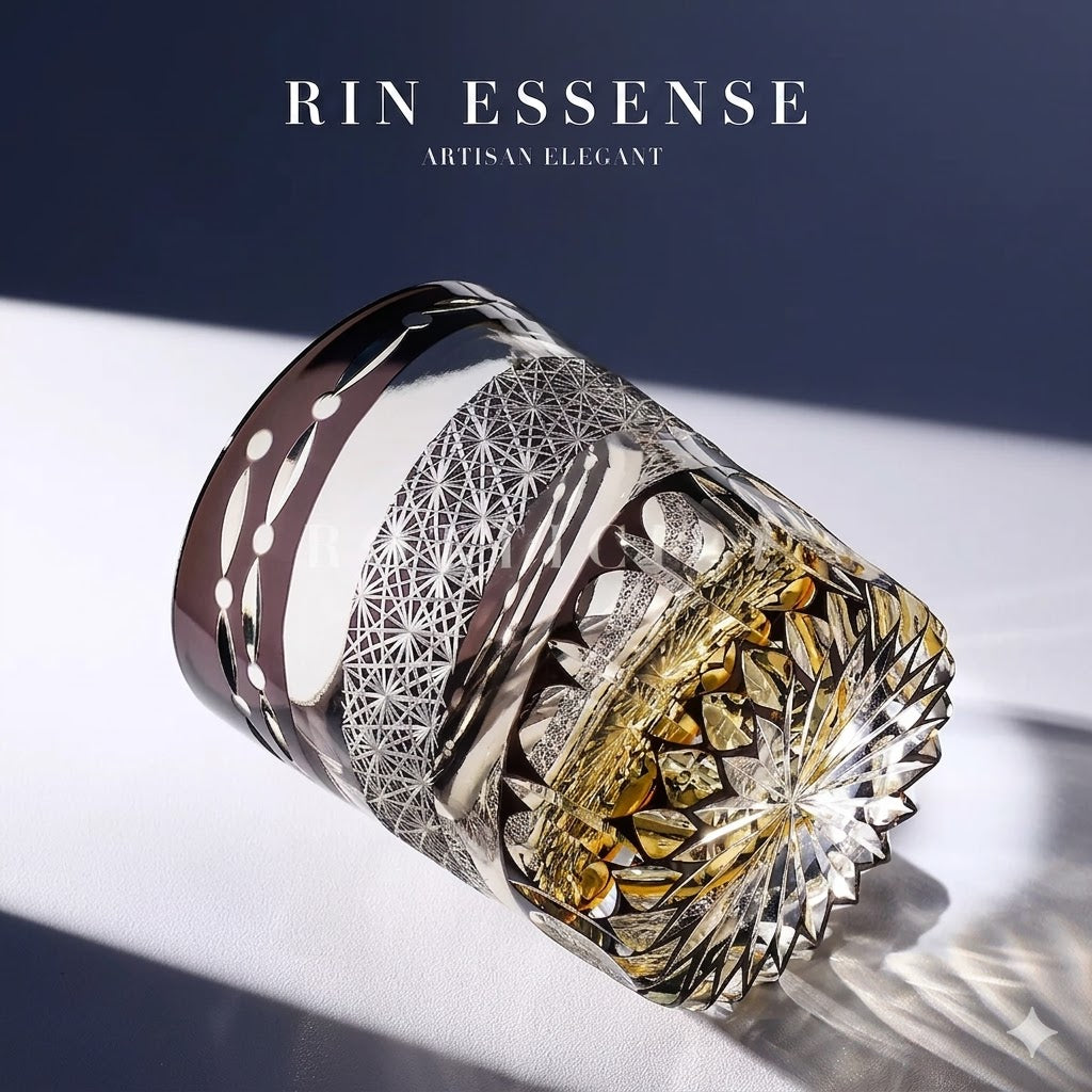 RIN ESSENCE — “KIKU RADIANCE” Edo Kiriko Whiskey Glass