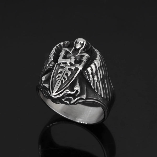 Roman St.Michael Archangel Stainless Steel Ring Ancient Treasures