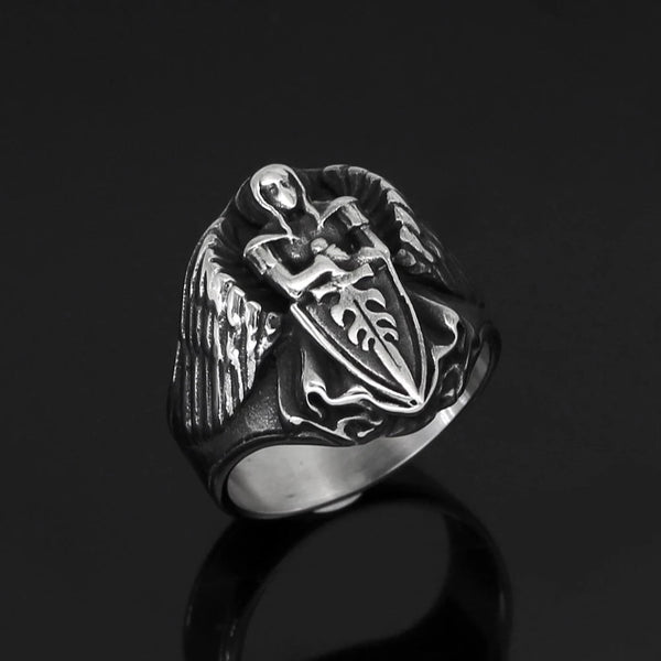 Roman St.Michael Archangel Stainless Steel Ring Ancient Treasures