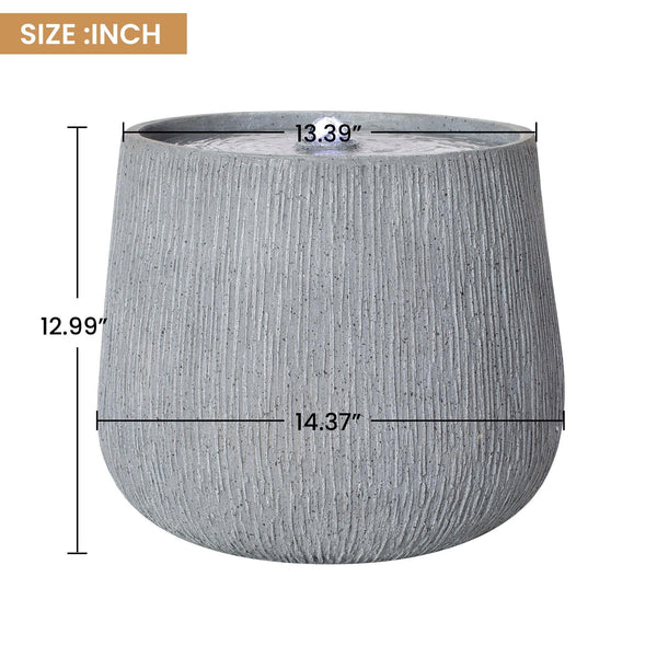 Resin Bubbler Fountain Outdoor Rippled Drum