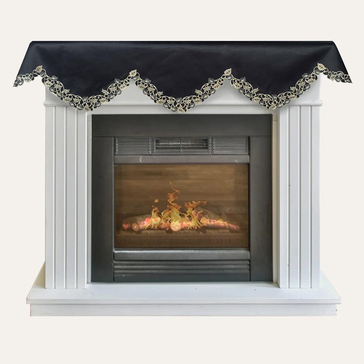 Black Gold Mantel Scarf – Midnight Gold, 18x90 Inch