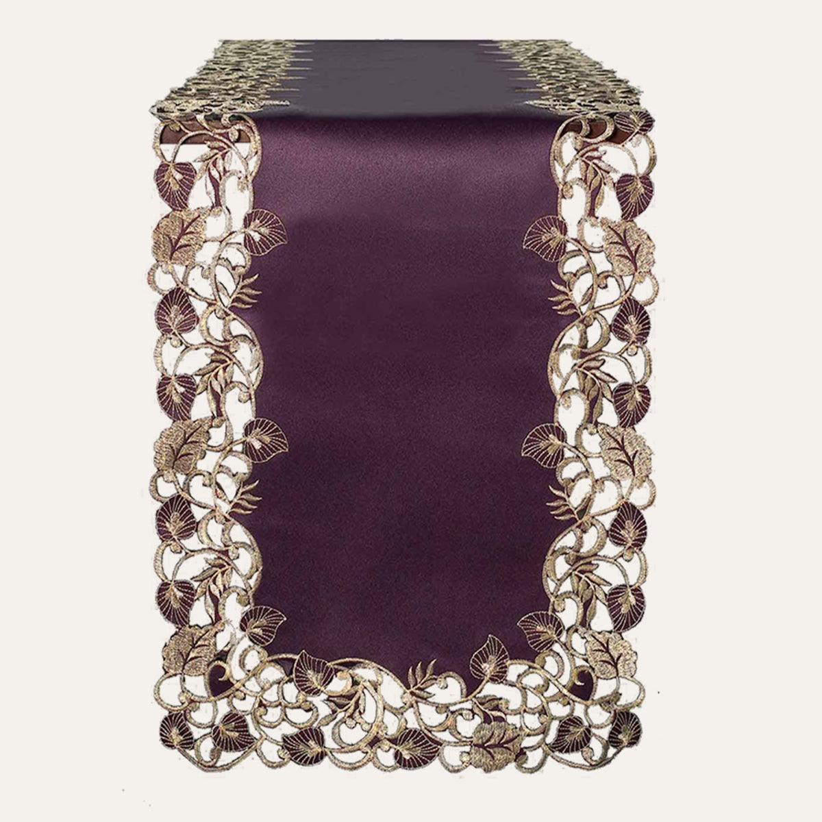 Purple Gold Table Runner – Velvet Plum, 14x108 Inch