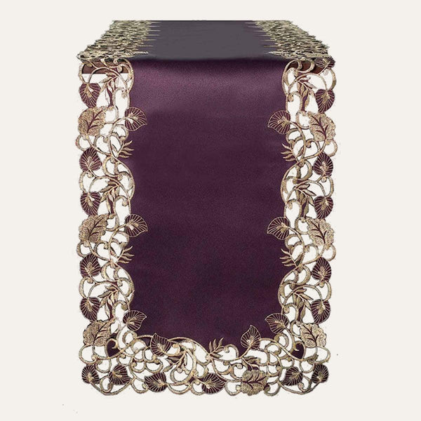 Purple Gold Table Runner – Velvet Plum, 14x108 Inch