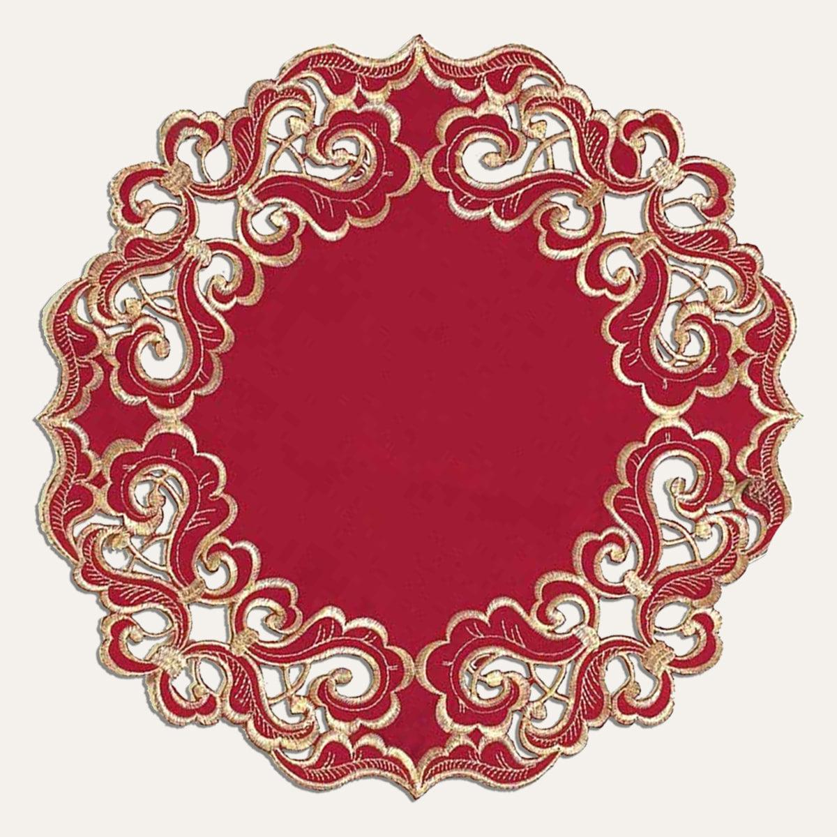 Burgundy Gold Doilies – Crimson Glow, 15 Inch