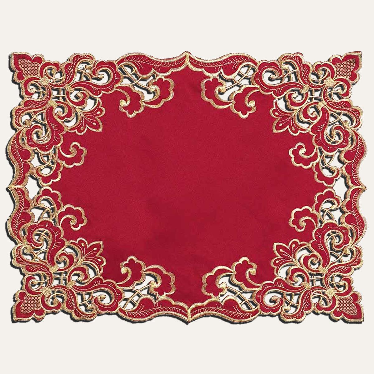 Burgundy Gold Placemats – Crimson Glow, 12x18 Inch