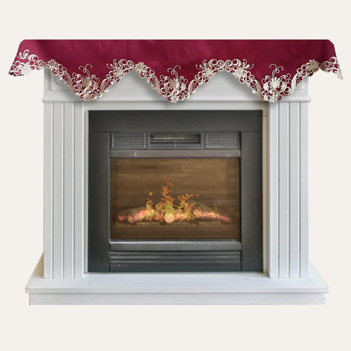 Burgundy Gold Mantel Scarf – Burgundy Charm, 18x90 Inch