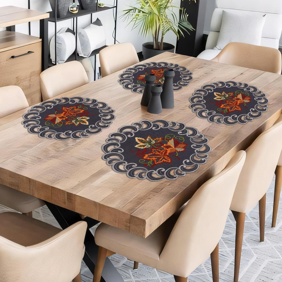Gray Round Placemats – Aurora Charm, 15 Inch