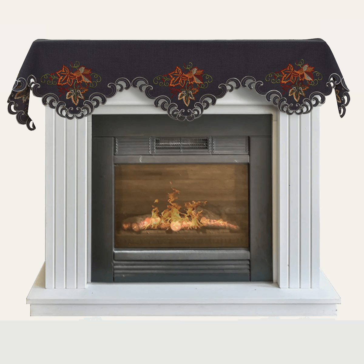 Gray Mantel Scarf – Fleur, 18x90 Inch