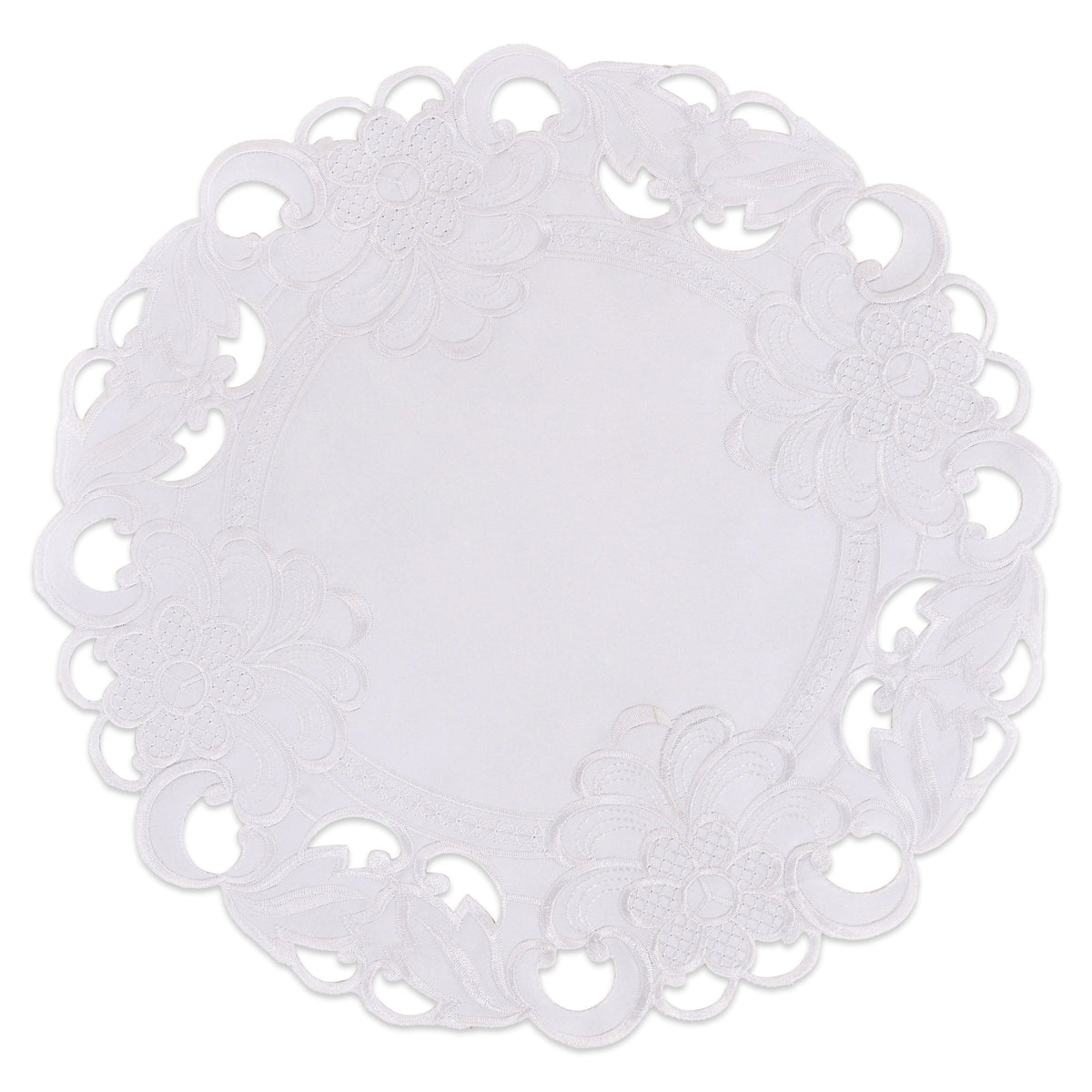 Round Linen Placemats – Elegant 15 Inch Embroidered Doilies for Dining Table Decor