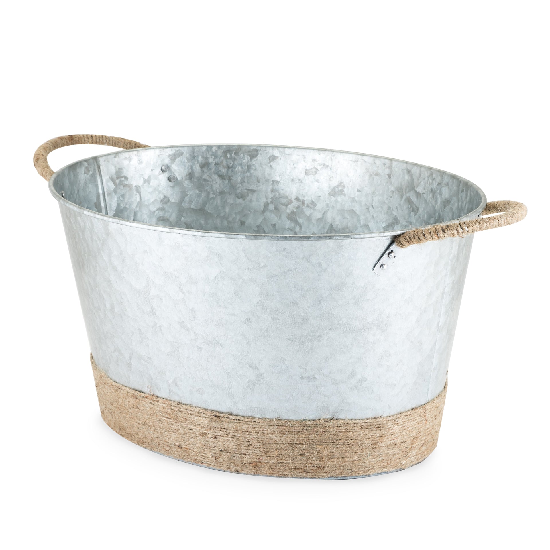 Jute Rope Wrapped Galvanized Tub