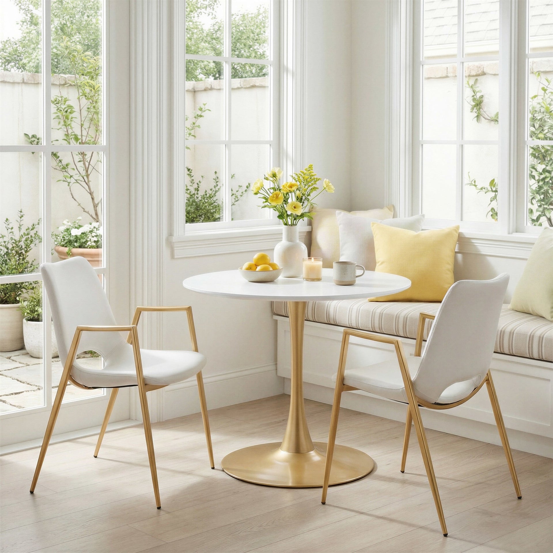 Desi Dining Chair (Set of 2) White & Gold