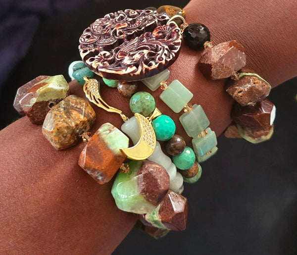 Chrysoprase and Jade Bracelet Set - Gifts for You 'n Me