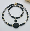 Bulls Eye Agate and Onyx Choker Necklace Set