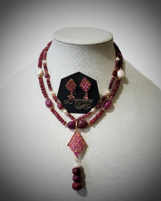 Natural Ruby Necklace Set - Gifts for You 'n Me