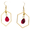 Natural Ruby Tear Drop Hoop Earrings