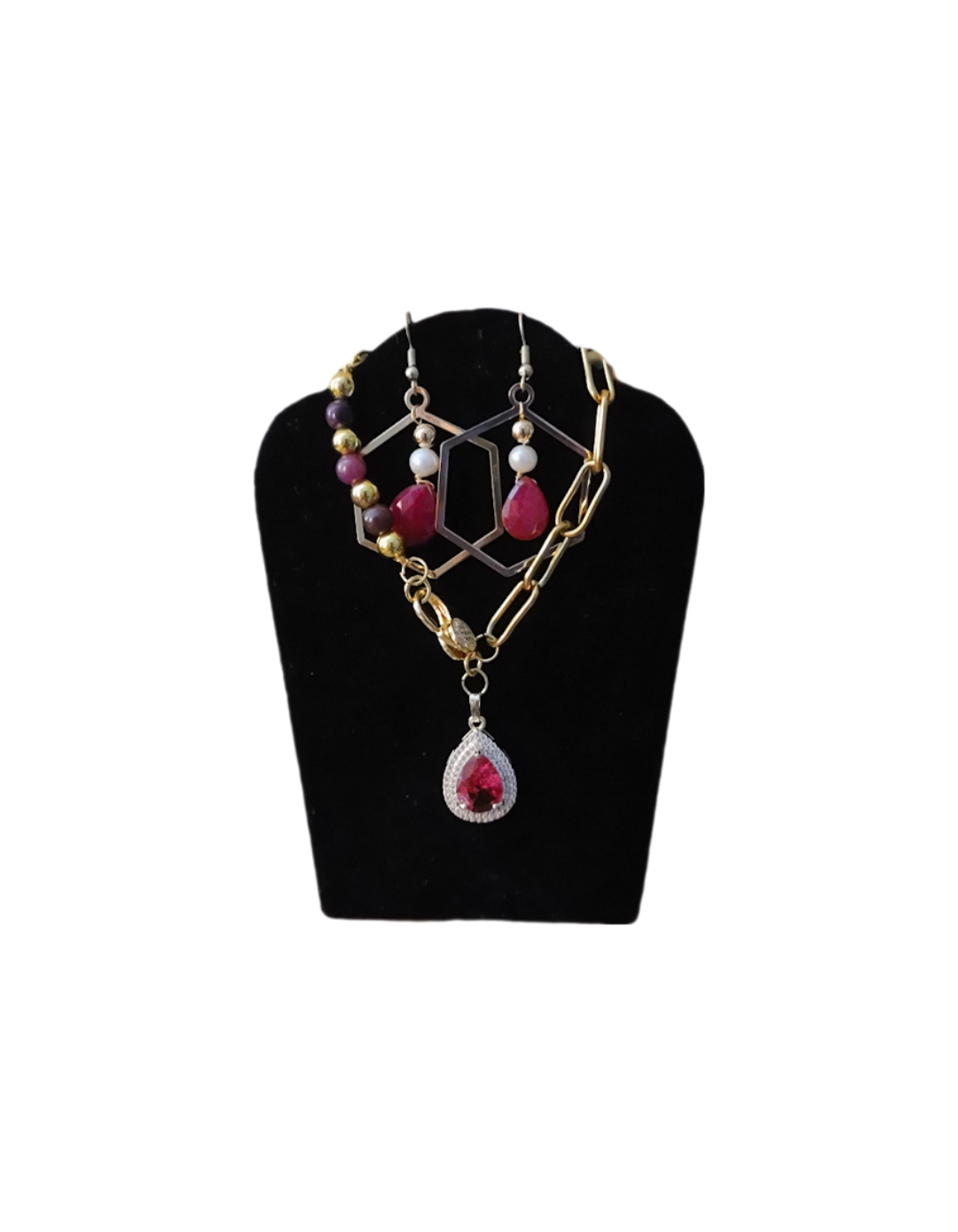 Natural Ruby Tear Drop Hoop Earrings