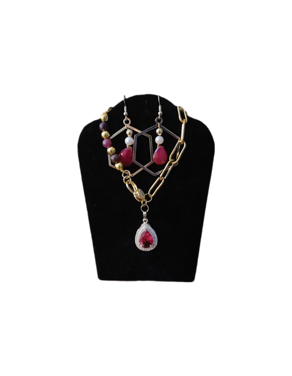 Natural Ruby Tear Drop Hoop Earrings