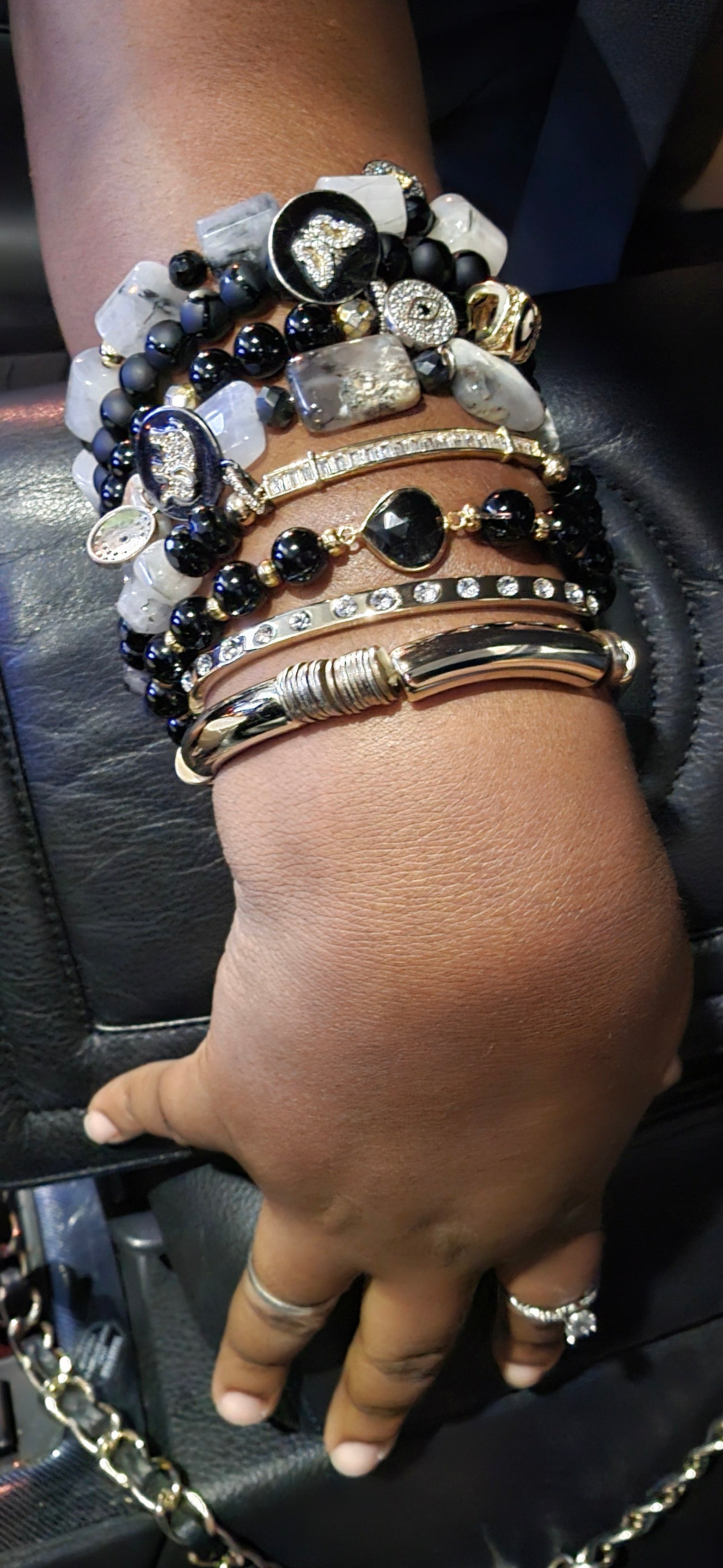 Women's Onyx and Gold Hematite Set