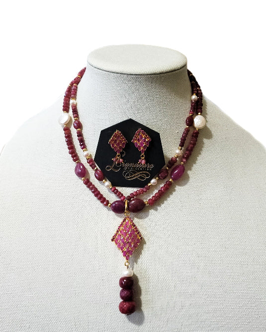 Natural Ruby Necklace Set