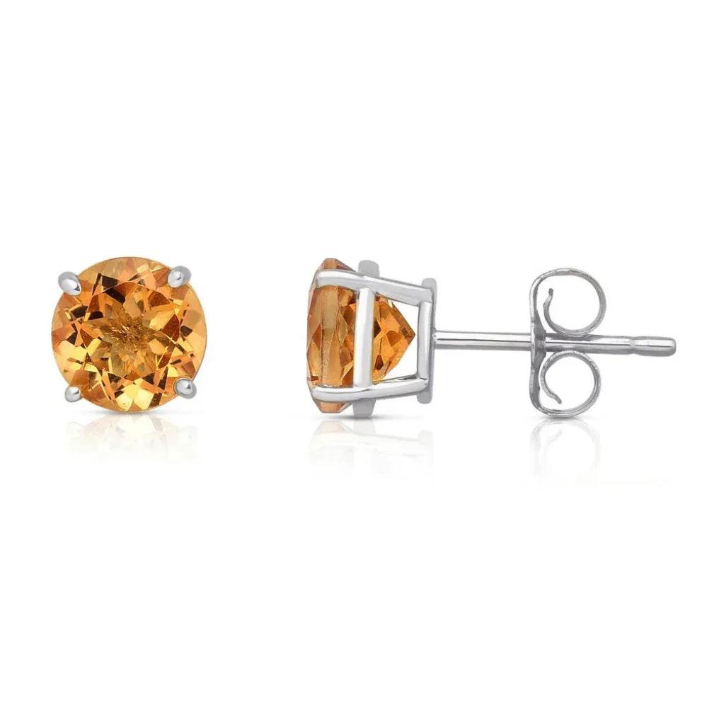 Sterling Silver Citrine Gemstone Studs - 2 Styles - Gifts for You 'n Me