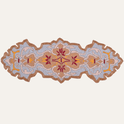 Beaded Table Runner - Embroidered Satin Fabric With Glass Bead Decor, Scratch Resistant