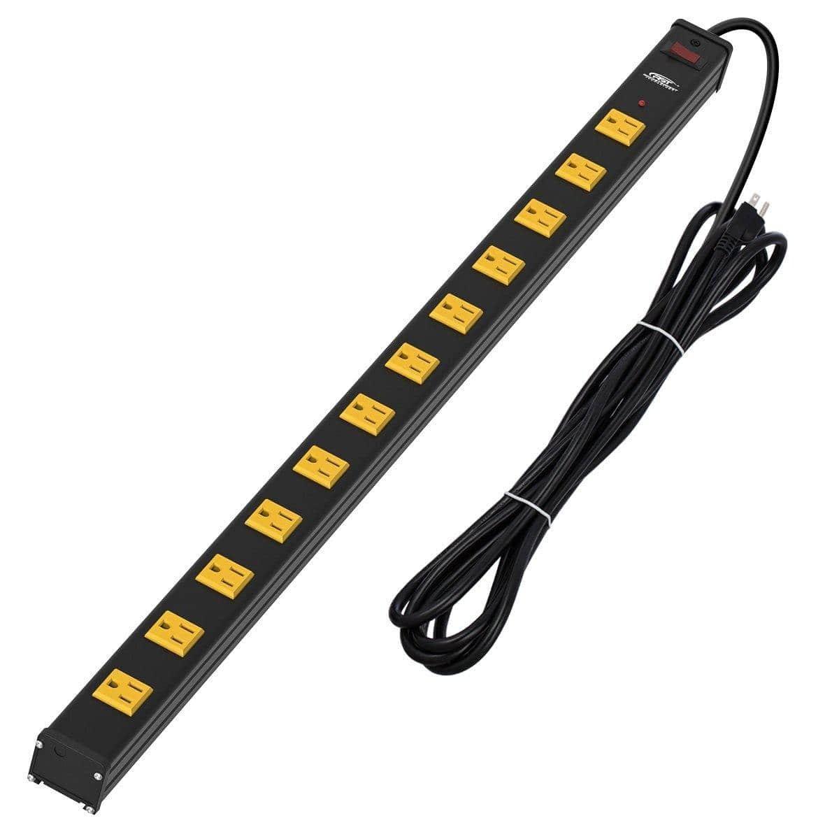 CRST 12-Outlet Metal Power Strip Surge Protector — 1800J, 2.6
