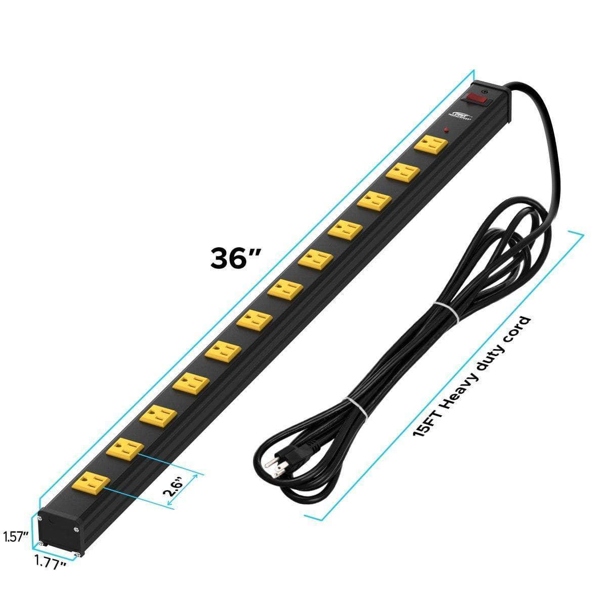 CRST 12-Outlet Metal Power Strip Surge Protector — 1800J, 2.6