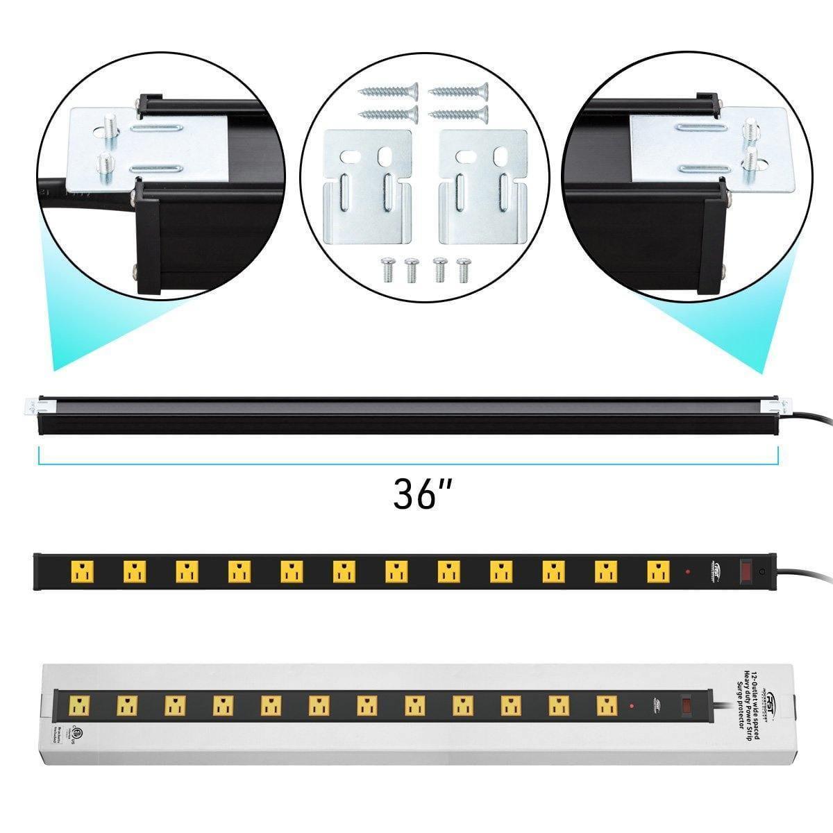 CRST 12-Outlet Metal Power Strip Surge Protector — 1800J, 2.6