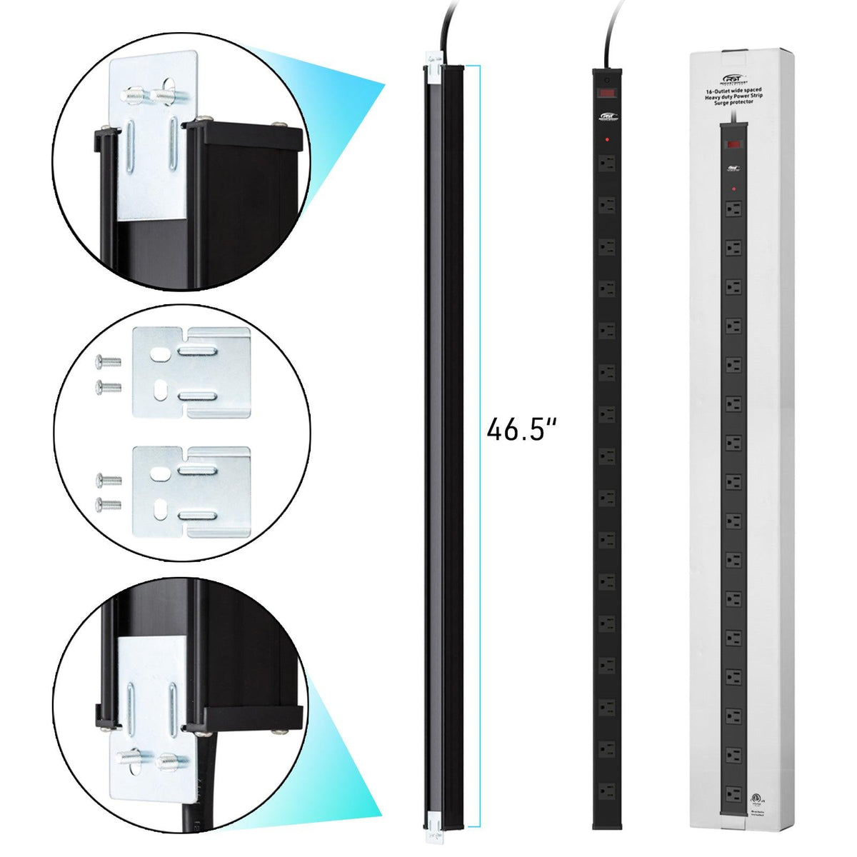 16-Outlet Metal Power Strip Surge Protector, 1800 Joules, 2.6