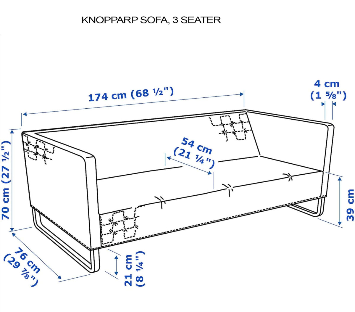Boho Indigo Blue Slipcover – Compatible with IKEA Knopparp Sofa (3-Seater)