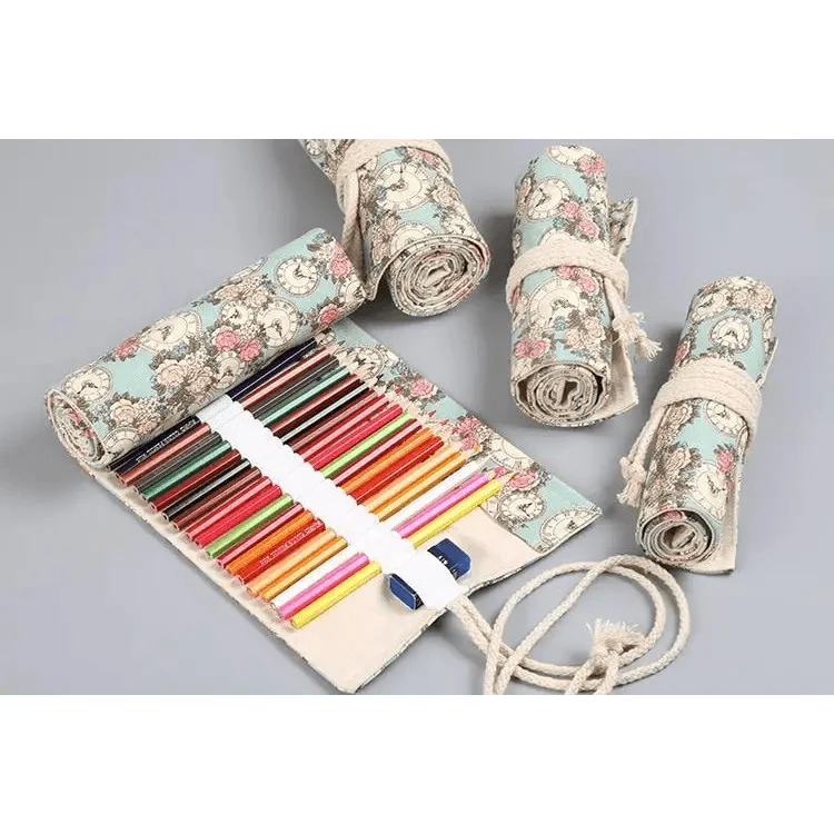 Roll Up Canvas Wrap Pencil Bag For Students Stylish Stationary Storage Pouch Unique Pencil Case For School