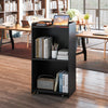 Rolling Podium Stand with 2 Shelves and Lockable Wheels-Black